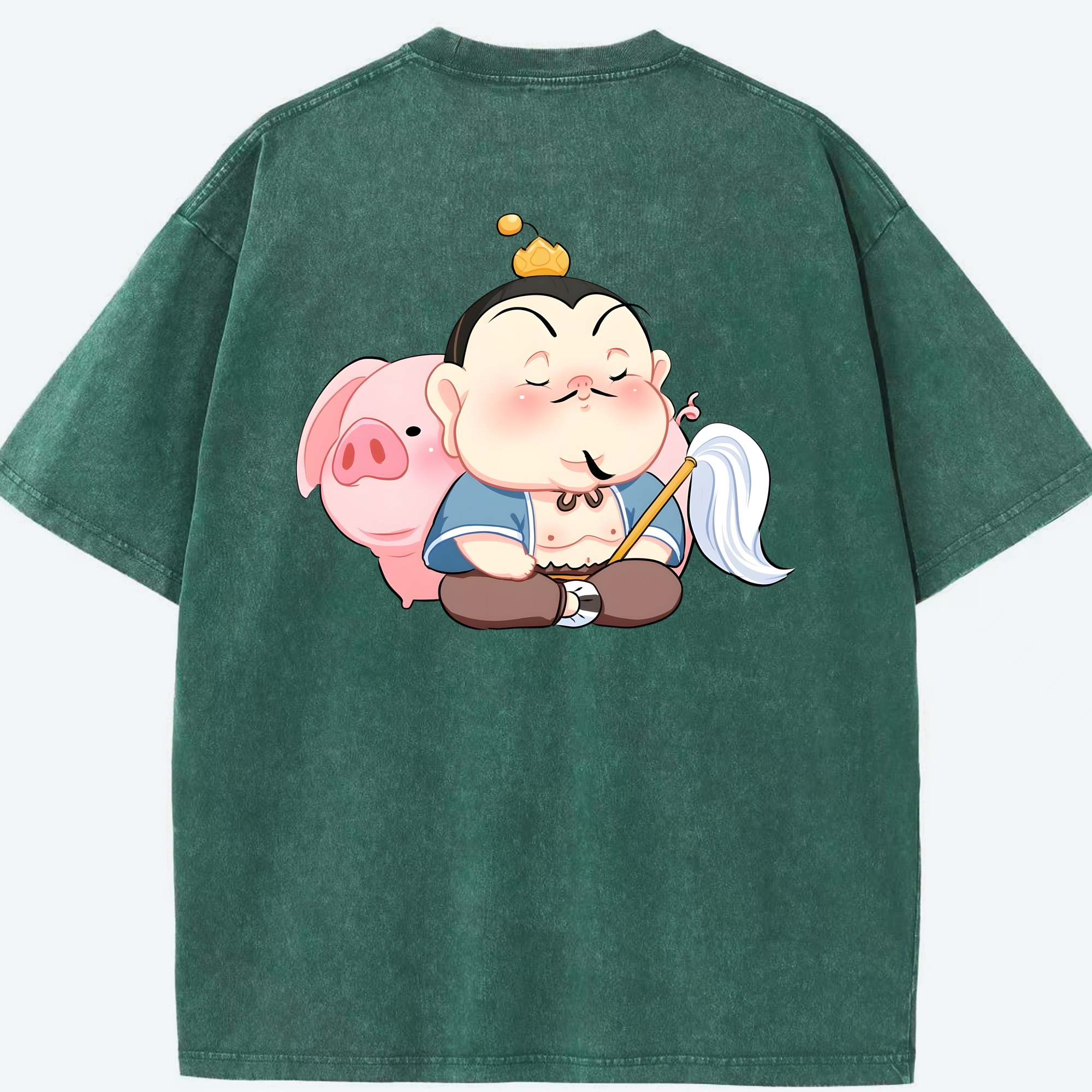 （画像用） Ne Zha 2 ナタ 魔童の大暴れ 綿100% ヴィンテージ風 半袖Tシャツ（背面プリント）